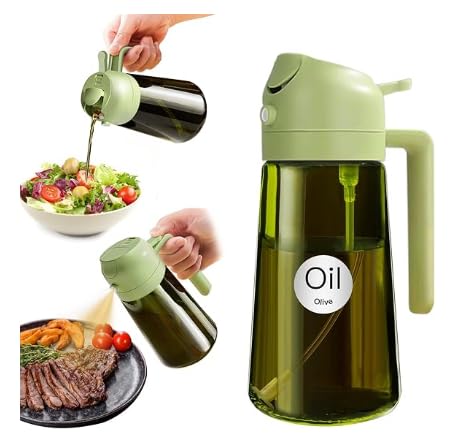 Okiata Aceitera Cristal Verde 470ml – Pulverizador Aceite Spray Cocina para Airfryer, Dispensador de Aceite con Filtro de Protección contra la Luz, Spray Reutilizable para Freidora, BBQ y Ensaladas Okiata Aceitera Cristal Verde 470ml – Pulverizador Aceite Spray Cocina para Airfryer, Dispensador de Aceite con Filtro de Protección contra la Luz, Spray Reutilizable para Freidora, BBQ y Ensaladas