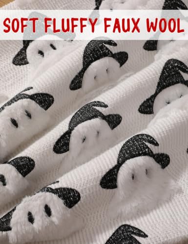 Halloween Decorations Set of 2 Double-Sided Halloween Pillow Covers 16" x 16", with 2 Different Looks, Cure White Ghost & Ghost with Hat, Plush Faux Fur Throw Pillow Covers for Home Decor