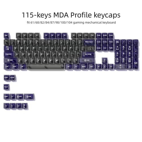 Image of dagaladoo Clear keycaps,Transparent Keyboard keycaps,Jelly Key caps Set,Shine Through keycap,MDA Profile Keyboard caps for Mx Switches Mechanical Keyboard (Grey and Purple)