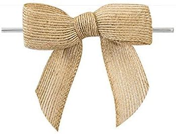 Miniatura 2 de Lazos de arpillera de yute beige preatados, 3 pulgadas de ancho, juego de 12, pequeñas cintas rústicas de Navidad para regalos, día de San Valentín,