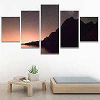 SIGNWIN 5 Panel Canvas Wall Art Aerial Astronomy & Space Dramatic Global Green Photography Realism Stars Ultra for Home Decorations Ready to Hang - 60