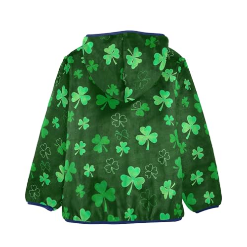 CHIFIGNO Green Shamrocks Toddler Boys Zip up Jacket, Soft Light Fleece Jacket 3T2