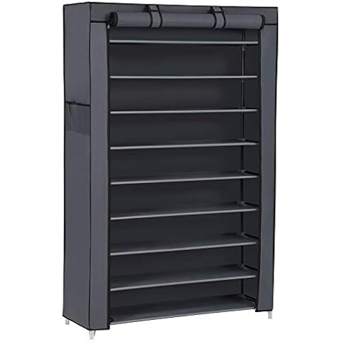 SONGMICS 10-Tier Shoe Rack with Dustproof Cover Cover