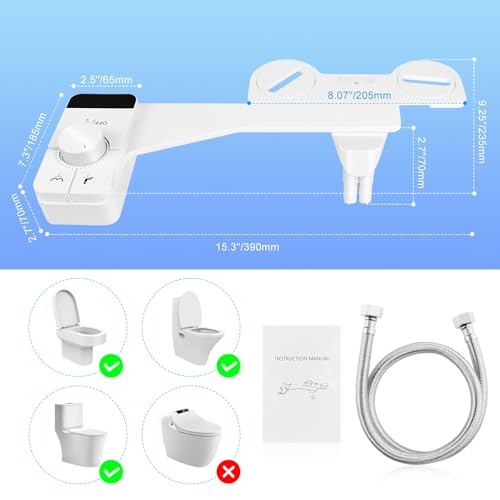 NVIYAM Bidet Aufsatz, Bidet Einsatz Für Toilette, Nicht Elektrisch Bidet Toilettenaufsatz mit Einziehbare selbstreinigende Doppeldüsen, Einstellbarer Wasserdruck(Frontal & Rear Wash)