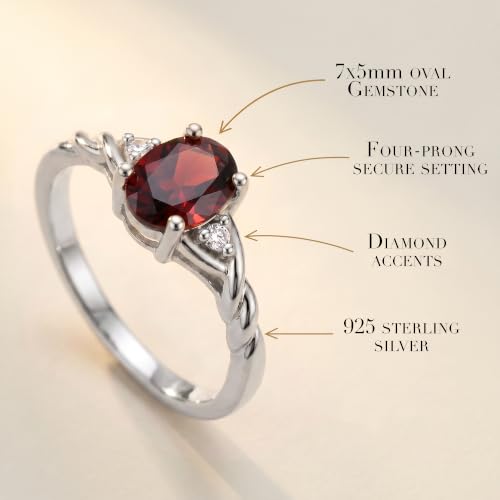 Image of Rylos Sterling Silver Classic Birthstone Ring - 7X5MM Oval Gemstone & Diamonds - Women's Jewelry, Sizes 5-10