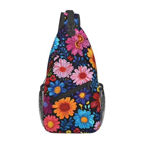 Bolso cruzado con flores coloridas para mujeres y hombres miniatura 1