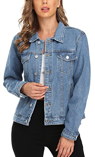 Miss Moly Women'S Denim Jackets Casual Long Sleeve Jean Jacket With Pockets Blue M thumb #2