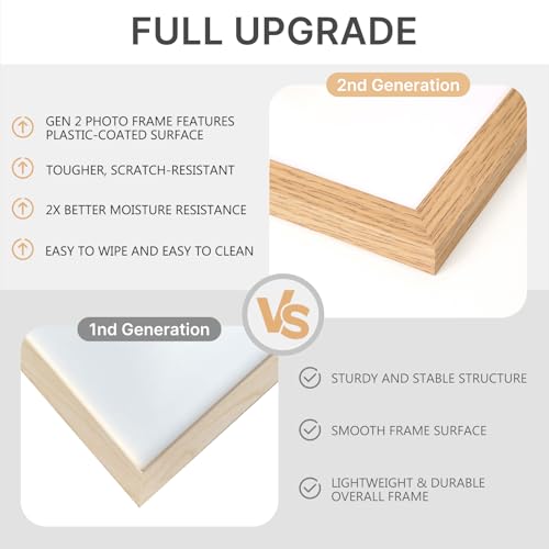 Image of Veelot 4x - 8x10 Picture Frame with Shatter-Resistant HD Plexiglass - Use as 5x7 Frame with Mat or Display 8x10 Photo Without Mat- Picture Frames for Tabletop and Wall - Natural Oak