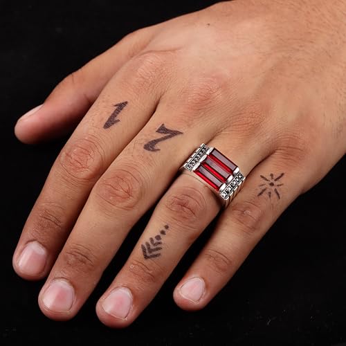 Red Garnet Ring 925 Sterling Silver Ring Gemstone Red Garnet Ring for Men Garnet Mens Ring2