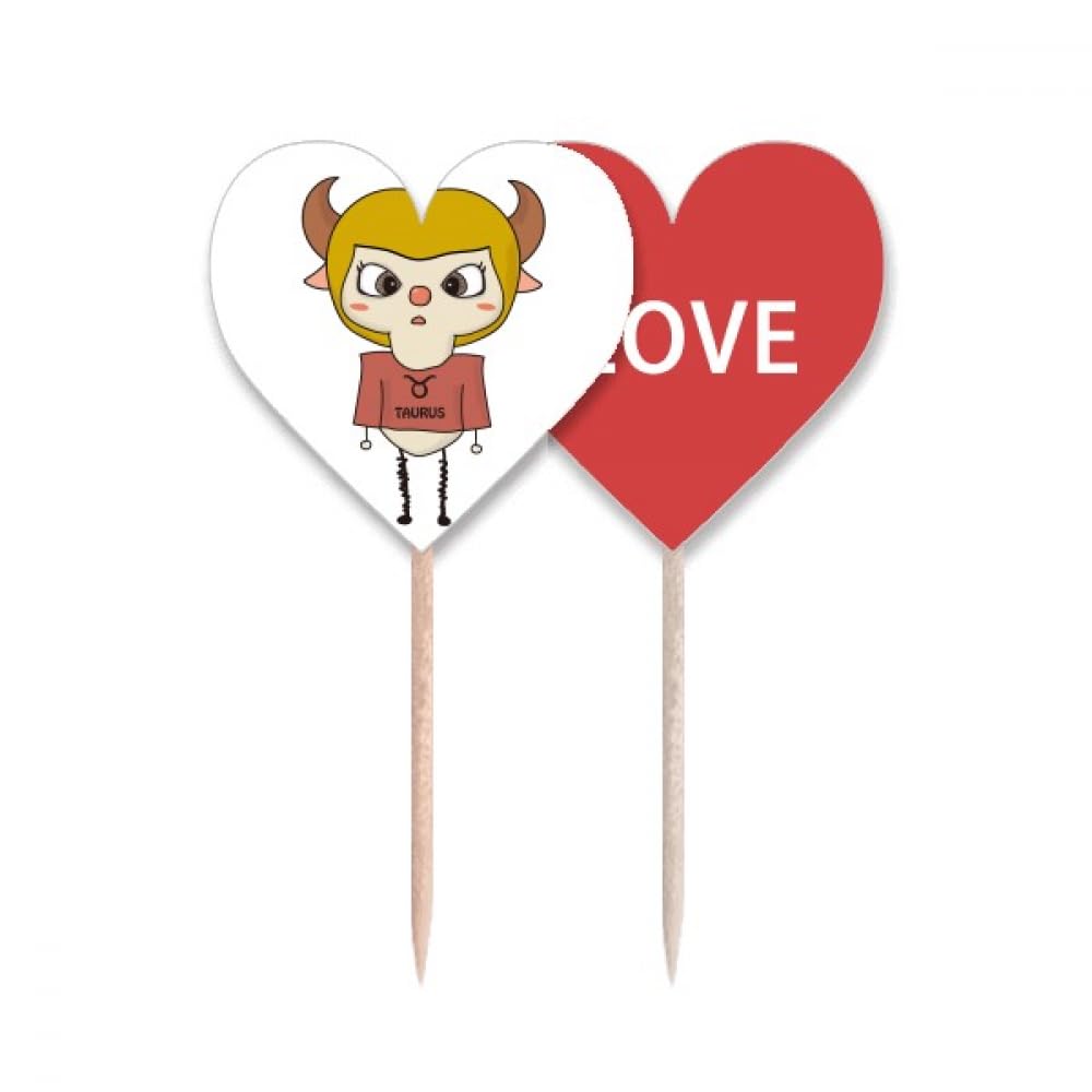 Cure-dents Taureau avec drapeau UU et coeur pour décorer vos cupcakes de fête