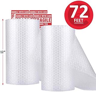 enKo (2 Pack) 12 inch x 72 feet Bubble Cushioning Wrap Roll Perforated