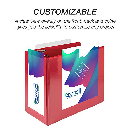 Image of Samsill Durable 5 inch 3 Ring Binder, Locking D Ring 100% Recycled Chipboard, Red, 2 Pack