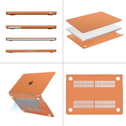 Image of MOSISO Compatible with MacBook Air 13 inch Case M5 2026 M4 2025 M3 M2 2024-2022 A3449 A3240 A3113 A2681,Hard Shell&Keyboard Cover&Screen Film&Pouch for MacBook Air 13.6 inch Case, Cosmic Orange