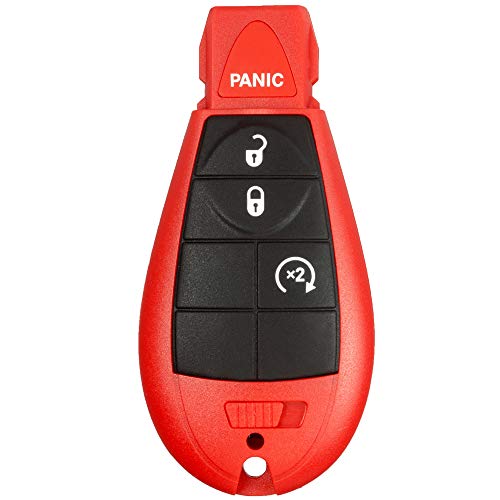 1 New Red Keyless Entry 4 Buttons Remote Start Car Key Fob Fobik M3N5WY783X, IYZ-C01C 56046707AE For Dodge Challenger Charger Durango Town Country Grand Caravan Journey & Ram