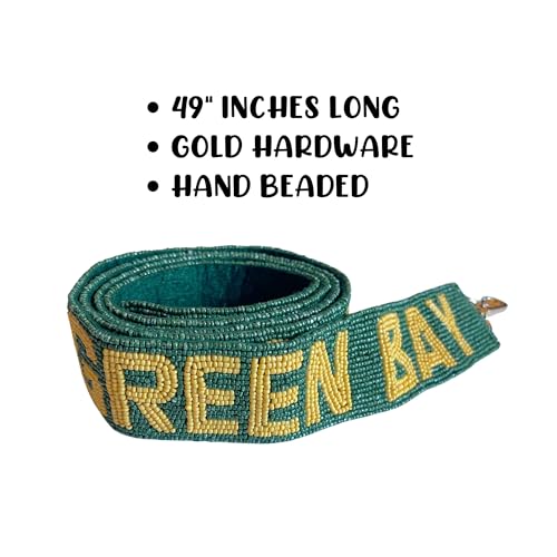 Lashicorn Green Bay Beaded Purse Strap Yellow Letters 49” Pro Football Stadium Approved Clear Bag Packer Gold Hardware Sports College Cheese Wisconsin4