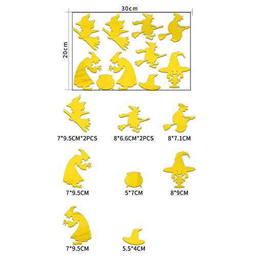 1Set 12Pcs Halloween Acrylic Wall Decor Stickers Removable Halloween Witch Shape Diy Sticky Mural Stickers Decals For Home Living Room Bedroom Bathroom Elephant Wall Decorations #TOP2