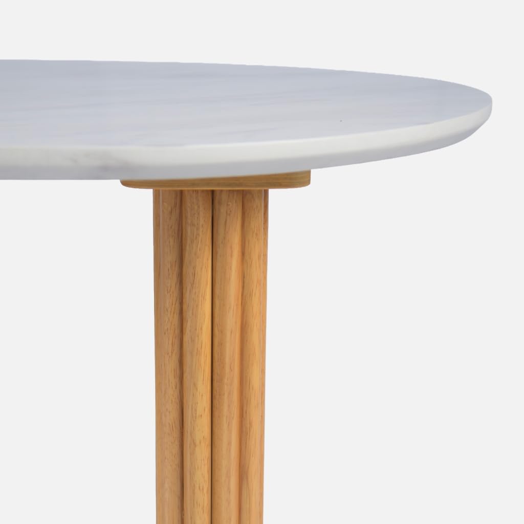 sweeek - Table basse ovale en bois d'hévéa avec effet pierre naturelle - 122 x 65 x 35 cm
