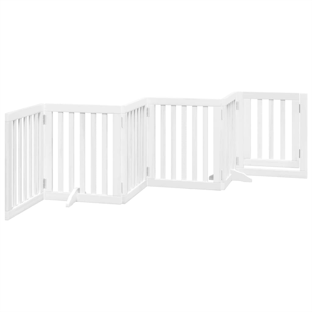 Rejilla plegable para perros sin taladrar de madera de álamo lacada, 6 piezas, puerta para perros para escaleras y salón, puerta plegable para perros de 300 cm, ahorra espacio