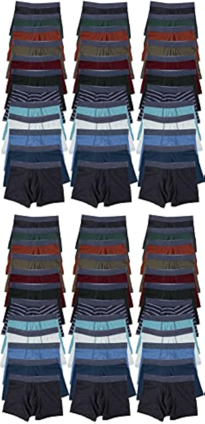Yacht & Smith 72 Pack of Mens Boxer Briefs Underwear Bulk, 100% Cotton, Soft, Comfortable, Assorted Colorful Brief