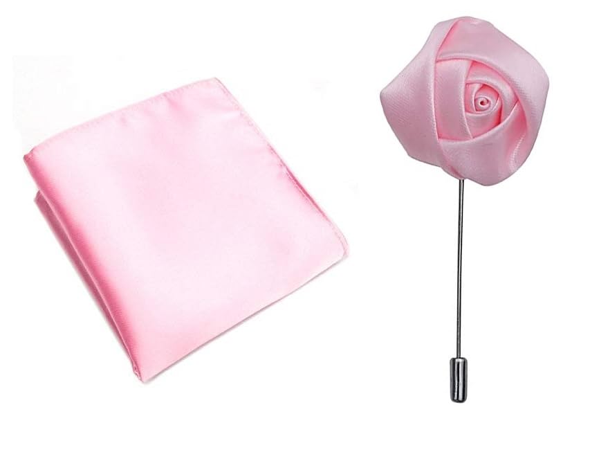 osking ties Mens Satin Pocket Squar With Floral Stick Brooch Lapel Pin Boutonniere for Men Women for Office Corporate Party Suit Blazer-picture-55