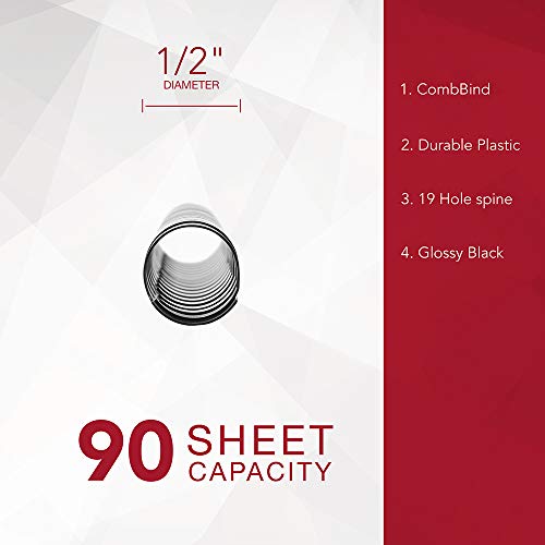 Gbc Binding Spines/Spirals/Coils, 1/2" Diameter, 90 Sheet Capacity, Combbind, Black, 100 Pack (4000068), Model:gbc4000068 #TOP2