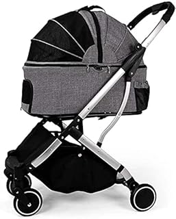 Carrinho de bebê para cães de estimação para cães de porte médio 44 libras Carrinho de bebê premium para cães Carrinho de bebê para gatos Carrinho de bebê dobrável com 4 rodas Carrinhos de bebê com destacável (Cinza a)