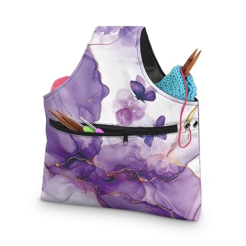 Image of ZUXONGSY Butterfly Yarn Tote Yarn Organizers and Storage for Women Portable Knitting Yarn Storage Bag Organizer Large Knitting Accessories Crochet Organizers and Storage
