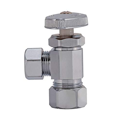 Image of Eastman 1 /2 Inch OD Compression x 5 /8 Inch OD Compression Multi-Turn Angle Stop Valve, Brass Plumbing Fitting, Chrome, 04358LF