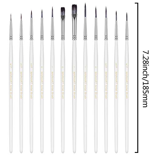MARKART 12 Pieces Fine Detail Paint Brush Miniature Painting Brushes Kit Mini Paints Brush Set for Acrylic, Watercolor, Oil,  Art, Face, Nail, Scale, Model Line Drawing, Paint by Numbers - Thumbnail 2