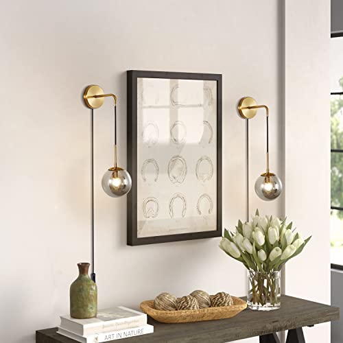 Image of KCO Modern Globe Wall Sconce with Plug in Industrial Vintage Wall Lamp On /Off Switch Adjustable Minimalist 1-Light Mounted Reading Lamps for Bedroom Living Room Corridor(Smoke Gray & 2-Pack)