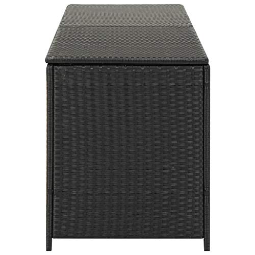 Festnight Gartenbox Auflagenbox Kissenbox Kiste Gartentruhe Truhe Box Poly Rattan 200×50×60 cm Schwarz – Bild 4