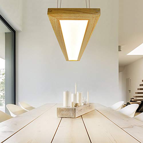 ZMH LED Pendelleuchte Hängelampe Holz - Esstischlampe Esszimmer Dimmbar Modern Design 100CM Mit Fernbedienung Esstisch lampe Hängend Höhenverstellbar Hängeleuchte für Wohnzimmer Schlafzimmer Büro