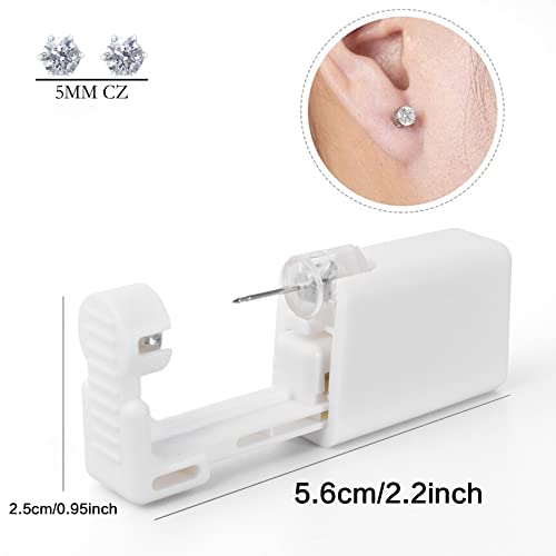 ear piercing kit anzero 2 pcs disposable ear piercing gun with preloaded ear stud at home self ear piercing gun kit - 5mm earrings stud