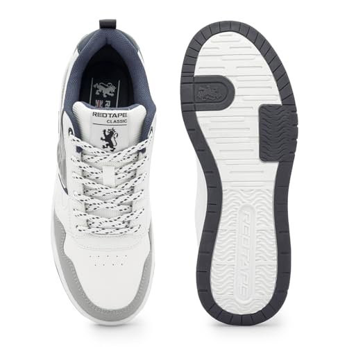 Image of Red Tape Men's Sneakers Beige Green Pu Round Toe Lace-Up Responsive Sole