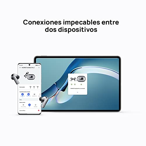 HUAWEI FreeBuds Pro 2, Auriculares inalámbricos Bluetooth, Devialet, Doble Altavoz, Voz cristalina, ANC Inteligente, Triple EQ Adaptivo, Doble conexión, Hi-Res Audio, Azul Plateado, 38 Meses garantía