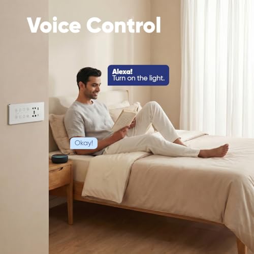 Image of AZIOT Smart Premium Toughened Glass Touch Switch Panel | Elevate 8 Module (4 Switch + 2 Fan + Socket) | WiFi + BLE | No Hub Required | Compatible with Alexa, Google Assistant & Siri | White