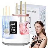 3-in-1 Electric Makeup Brush Cleaner with Dryer & Holder–Automatic USB Cleaning Machine for All Makeup Brush Sizes, Portable Quick-Dry Tool for Cosmetic Brushes