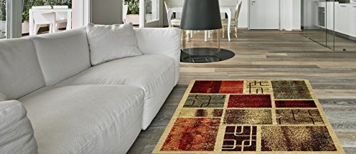 Indoor Doormat Rubber Backed,30 inch x 18 in, Beige Geometric, Non Slip, Kitchen Rugs and Mats