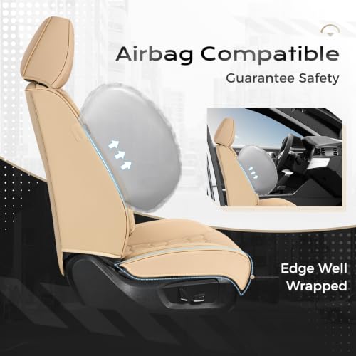 Image of Coverado Seat Covers, Car Front Seat Covers with Backrest, Nappa Leather Car Seat Protectors,Waterproof &Breathable,Anti-Slip Automotive Seat Cushion, Universal Fit for Most Vehicles