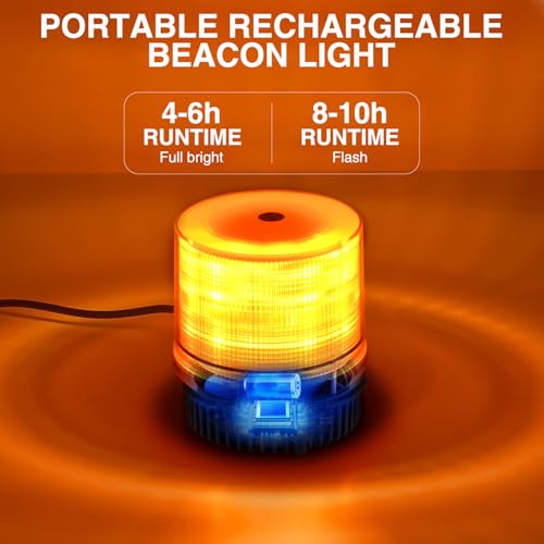 Image of Nilight 18LED Strobe Lights Amber Wireless Rotating Beacon Light | Emergency Safety Flashing Light with Magnetic Base Mount Two Types of Plugs for Vehicle UTV Truck Forklift Tractor Snow Plow