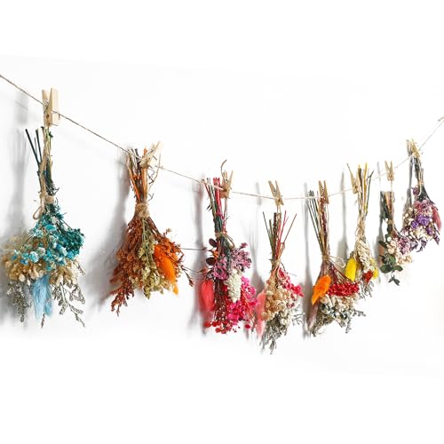 8 Sets Mini Dried Flower Bouquet Natural Hanging...