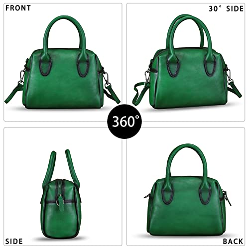 Image of Genuine Leather Handbag for Women Leather Top Handle Purse Retro Handmade Satchel Vintage Crossbody Hobo Bag