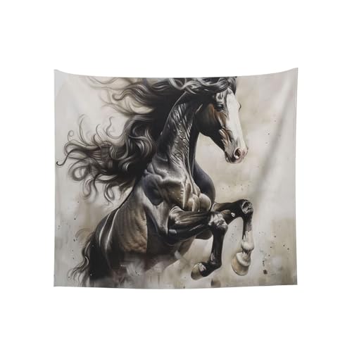 Tenture murale cheval noir déco salon chambre 152 cm