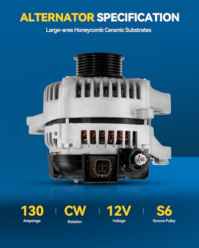 Image of PHILTOP New 11032N Alternator Compatible with 2004-2006 Toyota Sienna | New Alternator 130A Compatible with Toyota, Lexus, 2004-2006 Sienna, 2004-2007 Highlander 3.3L, 2004-2006