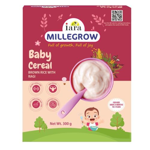 Iara Millegrow Baby food baby cereal | Brown Rice | Ragi | Finger Millets | Foxnuts | Cardamom | Healthy Nutrition | No Added Sugar Mildly Sweetened with Jaggery Powder | Easy To Digest Instant Food (300g) (Pack of 1) (B0CP9QJY3W) Amazon Price History, Amazon Price Tracker