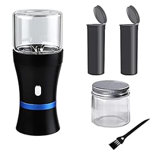 Spacenight Electric Herb Grinder COMPACT for Flower Buds, USB-Rechargeable, 2pcs 1.7oz Glass Herb Chamber – Ideal for Everyday Carry