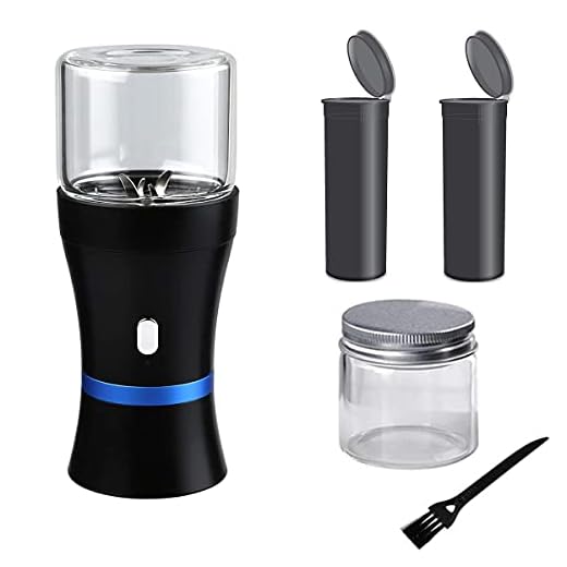 Spacenight Electric Herb Grinder COMPACT for Flower Buds, USB-Rechargeable, 2pcs 1.7oz Glass Herb Chamber - Ideal for Everyday Carry