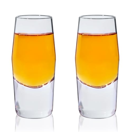 Viski Heavyweight Crystal Shot Glasses Set of 2 for Whiskey, Vodka, Tequila, 2 oz Handmade Home Bar...