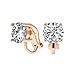 2CT Taglio brillante Solitario rotondo Cubico Zirconia CZ Clip sugli orecchini stud per donna Oro Rosa Placcato Ottone