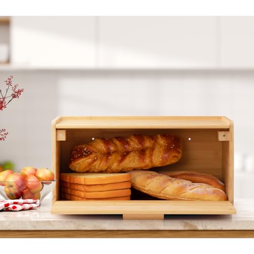 HollyHOME Breadbins for Kitchen Natural Rectangle Bamboo Bread Bin, Bread Storage Containers, Bread Storage Box with Lid Breadbin,Rectangle Natural - Cosy Home Interiors HollyHOME Breadbins for Kitchen Natural Rectangle Bamboo Bread Bin, Bread Storage Containers, Bread Storage Box with Lid Breadbin,Rectangle Natural - Image 5